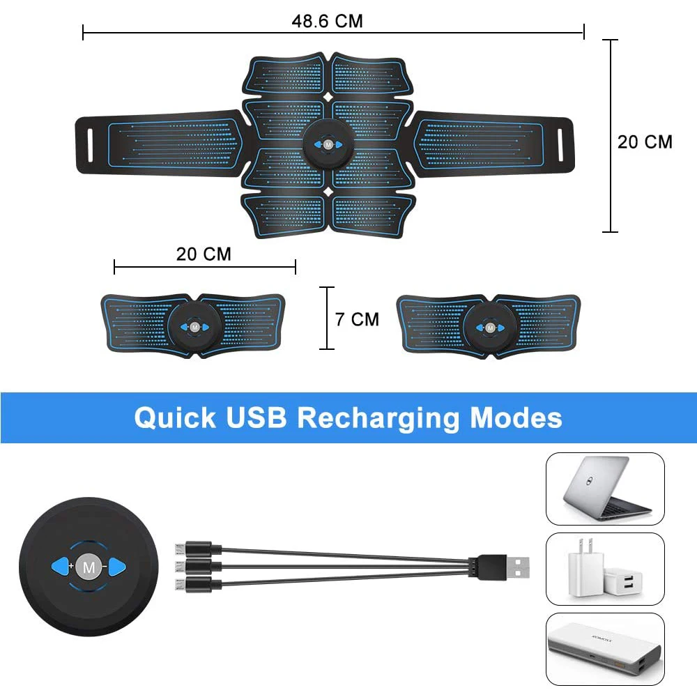 EMS Abdominal Massager Muscle Stimulator Abs Trainer Fitness Training Gear Electrostimulator Workout Equipment USB Rechargeable - Image 4