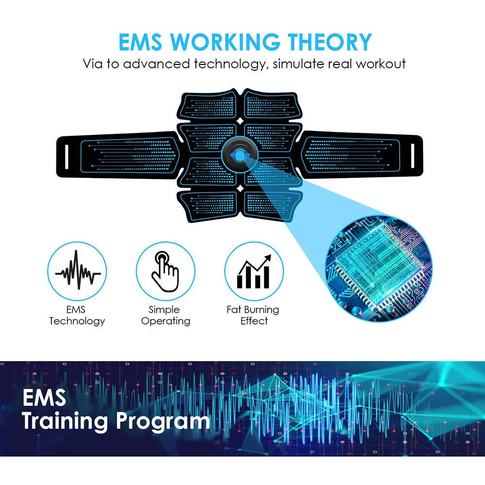 EMS Abdominal Massager Muscle Stimulator Abs Trainer Fitness Training Gear Electrostimulator Workout Equipment USB Rechargeable - Image 3