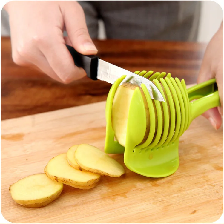 Kitchen Gadgets Handy Stainless Steel Onion Holder Potato Tomato Slicer Vegetable Fruit Cutter Accessories CF-228 - Image 11