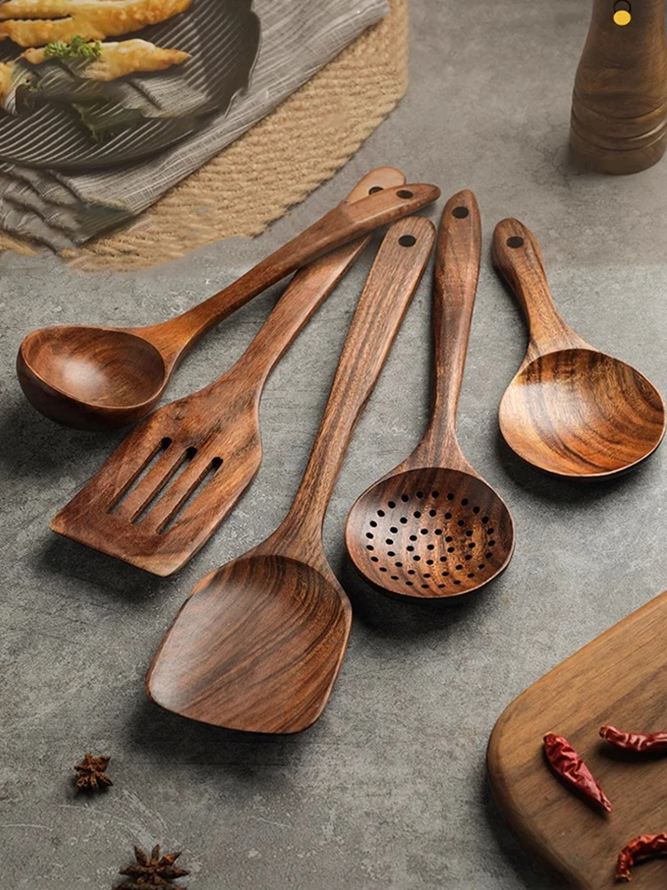 Teak Wooden Spatulas Kitchen Utensils Cooking Utensil Eco-Friendly Wood Spatula for Non Stick Cookware - Image 7