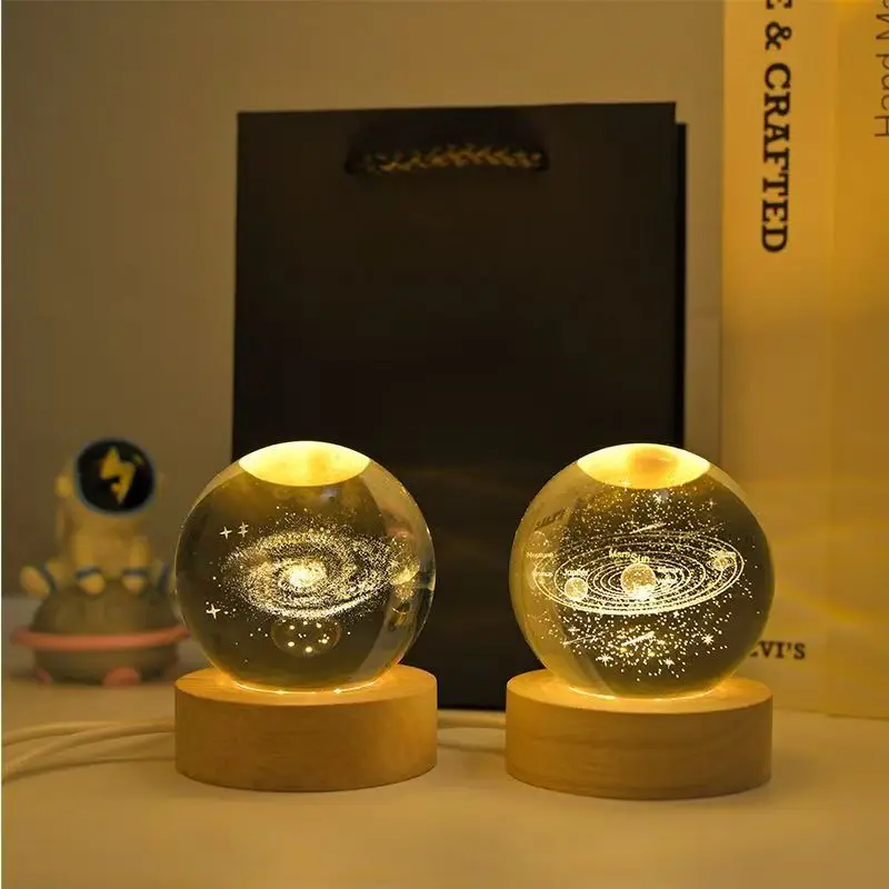 3D Crystal Lights Lamp Glowing Planetary Galaxy Night Light Crystal Ball Night Lights Bedside Light Home Decor Christmas Gift - Image 4