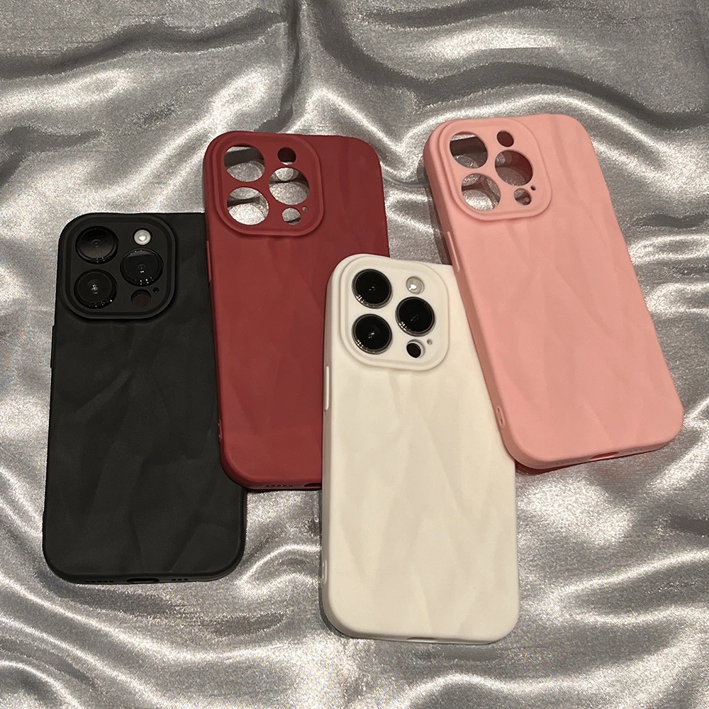 Soft Silicone Phone Case For iPhone 11 12 13 14 15 16 Pro Max X Xs XR Max 7 8 Plus Candy Bumper Fold Pattern Cover - Image 4