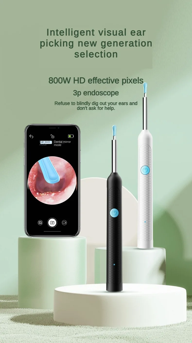 Wireless Visual Silicone Ear Spoon Endoscope Earpick Camera Otoscope Safe Ear Cleaner for Kids & Adults - Image 6