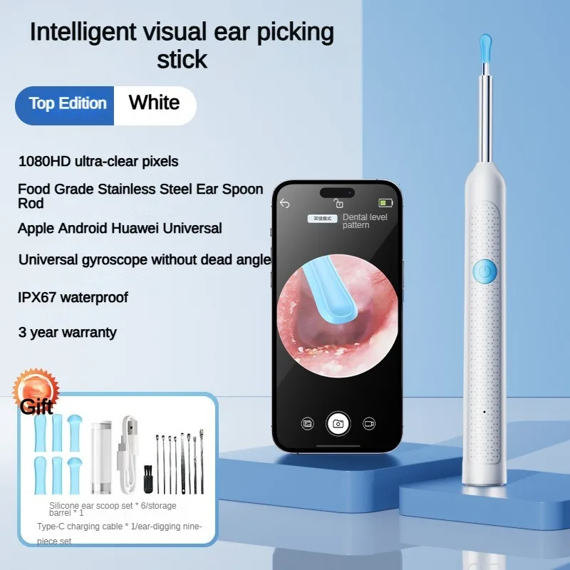 Wireless Visual Silicone Ear Spoon Endoscope Earpick Camera Otoscope Safe Ear Cleaner for Kids & Adults - Image 2