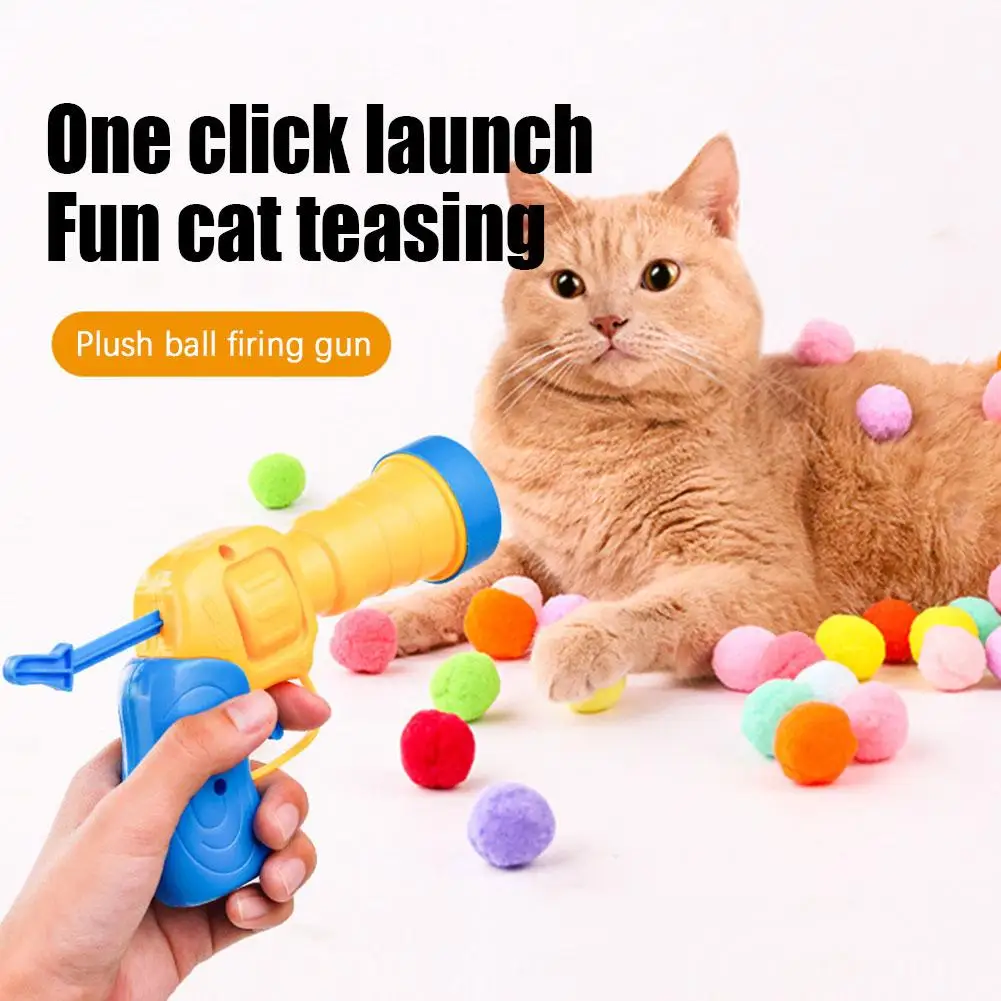 Cat Toys Interactive Launch Training Toy For Pet Kitten Creative Mini Shooting Gun Games Stretch Plush Ball Toys Pet Supplies - Image 5
