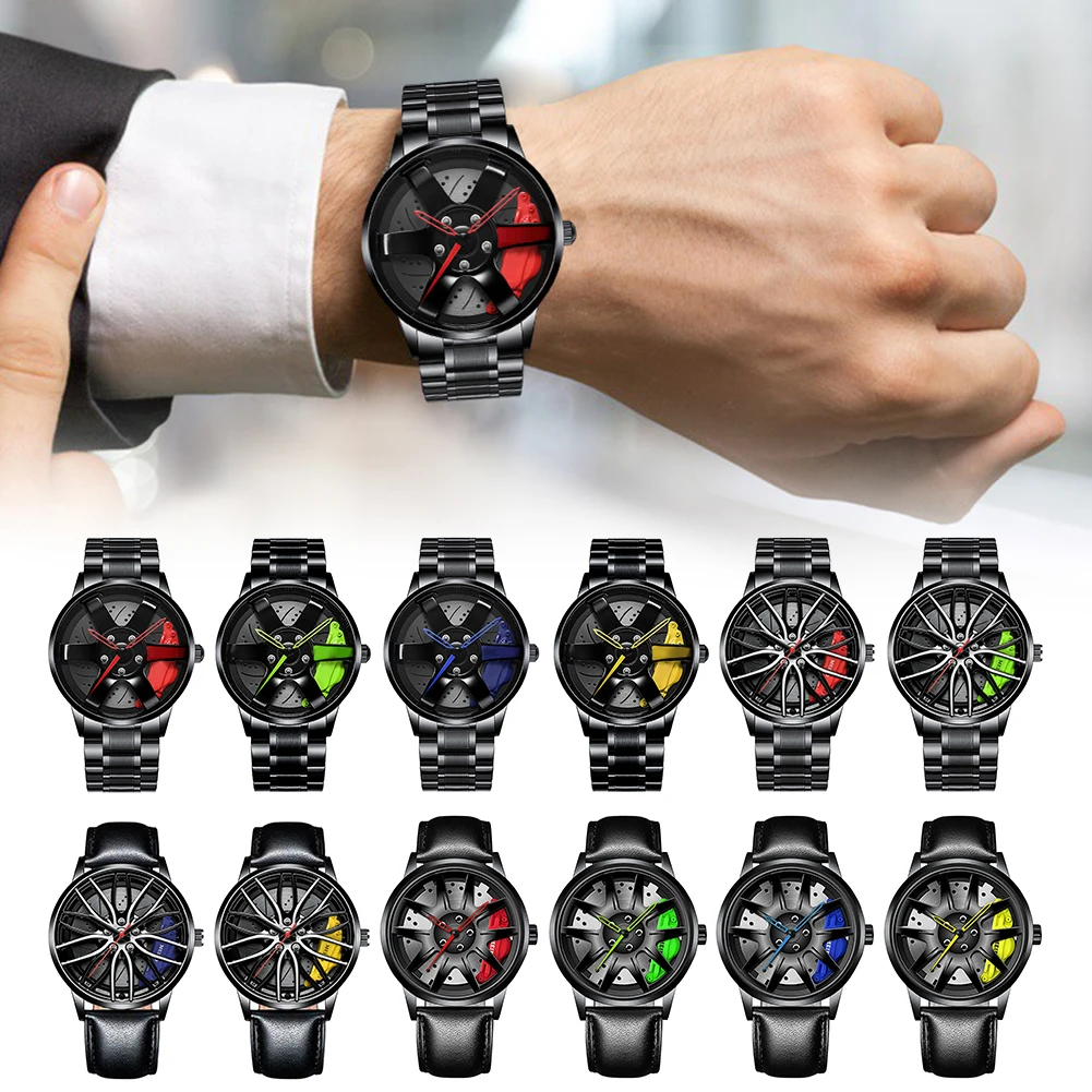 Cool And Cool Fashion Stainless Steel Men's Quartz Wristwatch Dial Sport Car Rim Wheel Hub Watch Business Luxury Wrist Watches - Image 8