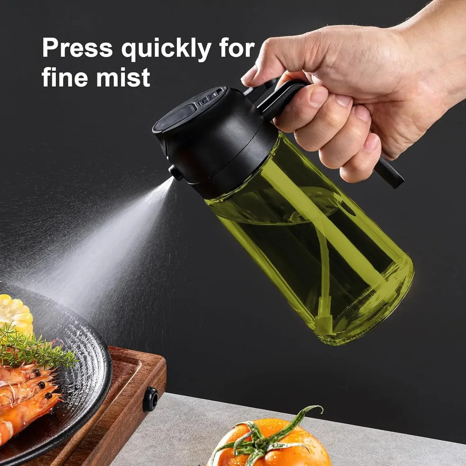 2-in-1 Dark Glass Oil Sprayer Olive Oil Dispenser Black Lightproof Oil Sprayer for Cooking Salads and Barbecues Barbecue Tools - Image 3