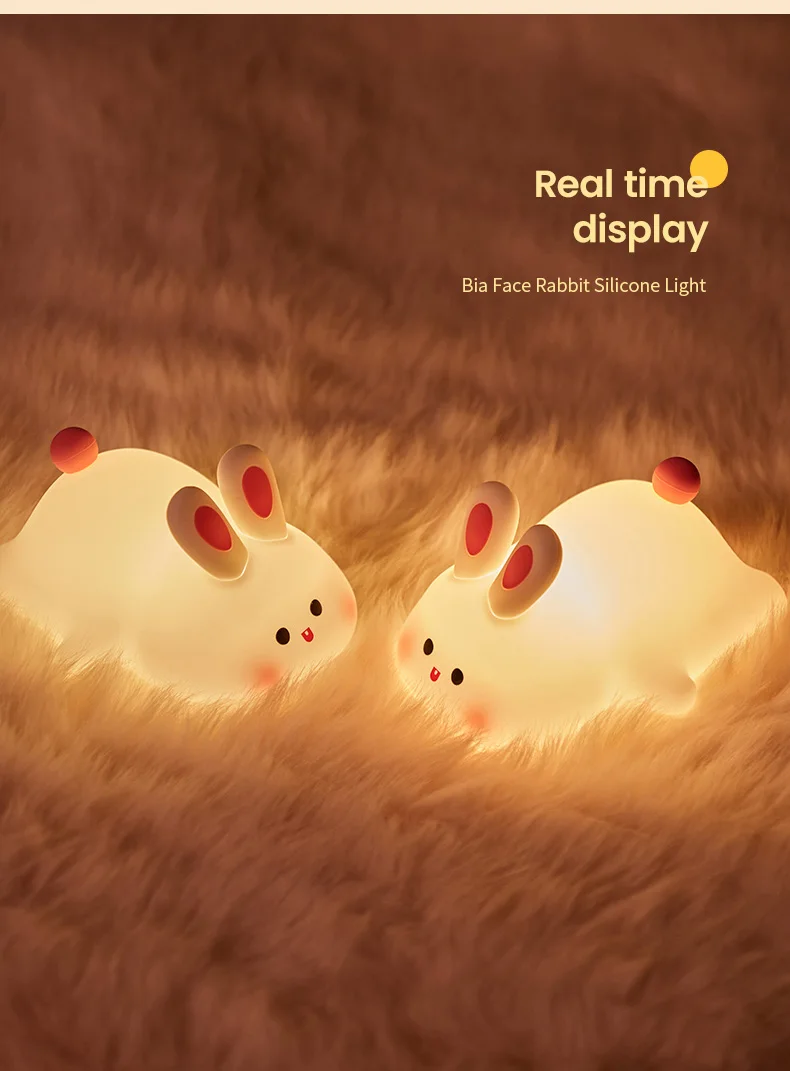 1pc Cute Rabbit-shaped USB Rechargeable Silicone Night Light for Bedroom - Eye Protection Sleep Bedside Lamp Desk Lighting - Image 26