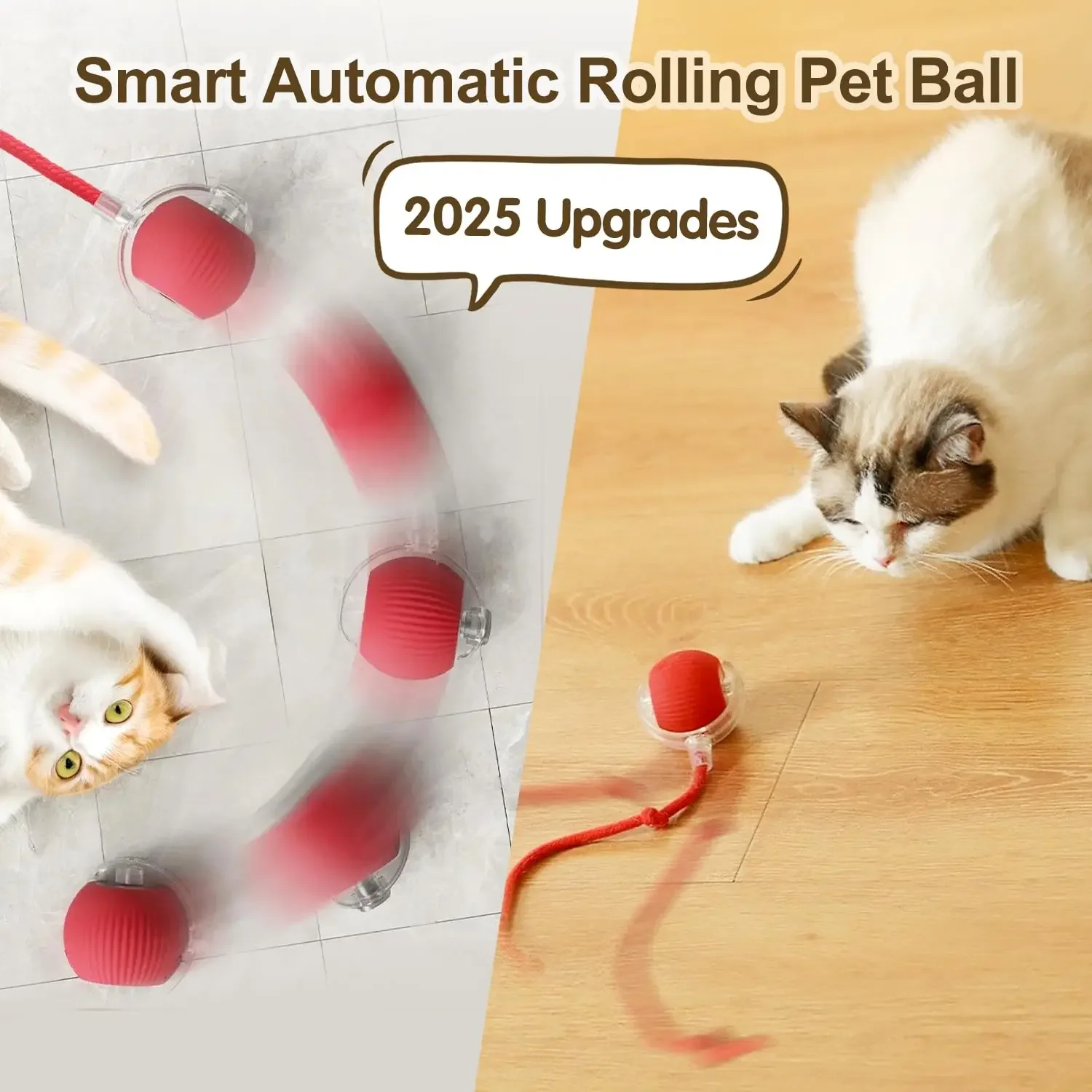 Cat Interactive Ball Toy, Automatic Rolling Ball with Tail, Rechargeable Smart Pet Interactive Toy, Intelligent Mouse for Cat - Image 8