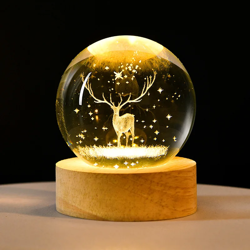 3D Crystal Lights Lamp Glowing Planetary Galaxy Night Light Crystal Ball Night Lights Bedside Light Home Decor Christmas Gift - Image 9