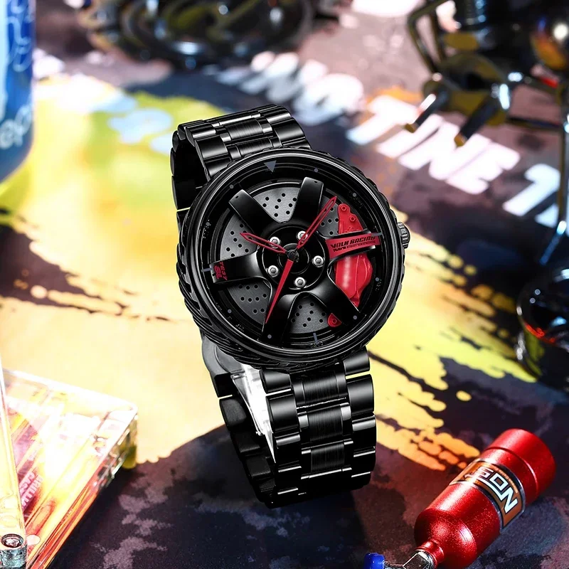 Cool And Cool Fashion Stainless Steel Men's Quartz Wristwatch Dial Sport Car Rim Wheel Hub Watch Business Luxury Wrist Watches - Image 3