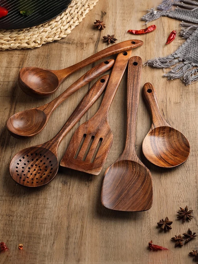 Teak Wooden Spatulas Kitchen Utensils Cooking Utensil Eco-Friendly Wood Spatula for Non Stick Cookware - Image 8