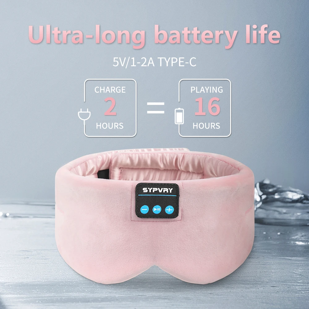 Sleeping Headphones Bluetooth Eye Mask for Women Men, Wireless Music Blackout Masks for Side Sleepers Insomnia Travel Gift - Image 3
