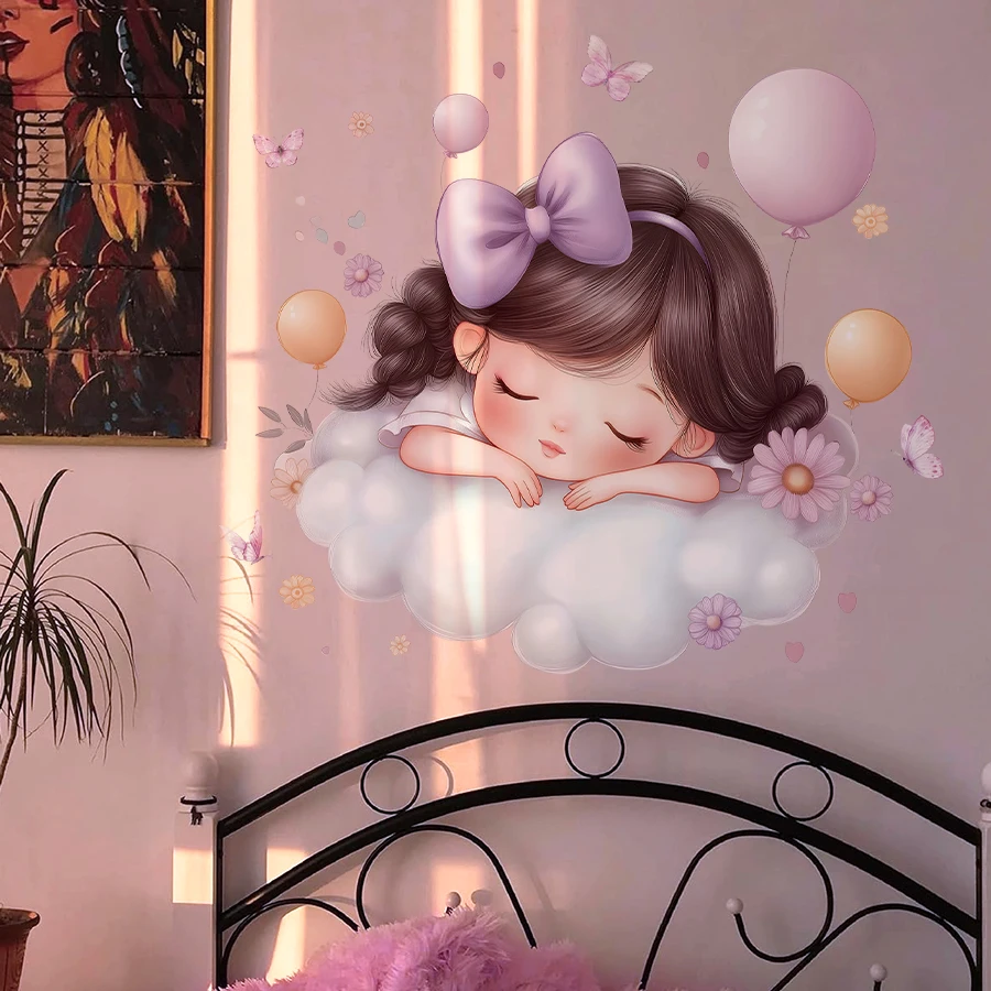 Girl Moon Butterflies Wall Stickers Kid Girls Room Bedroom Decoration Baby Nursery Home Decor Accessories Living Room Wall Decal - Image 13