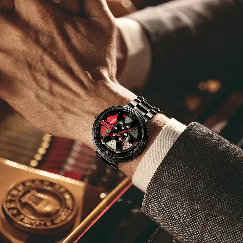 Cool And Cool Fashion Stainless Steel Men's Quartz Wristwatch Dial Sport Car Rim Wheel Hub Watch Business Luxury Wrist Watches - Image 4