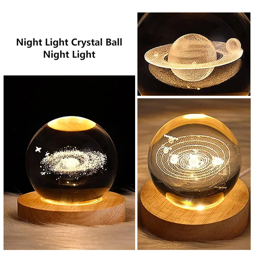 3D Crystal Ball Lamp Laser Engraved Solar System Planet Moon Night Lights Home Desktop Decor Valentine's Day Kids Birthday Gift - Image 13
