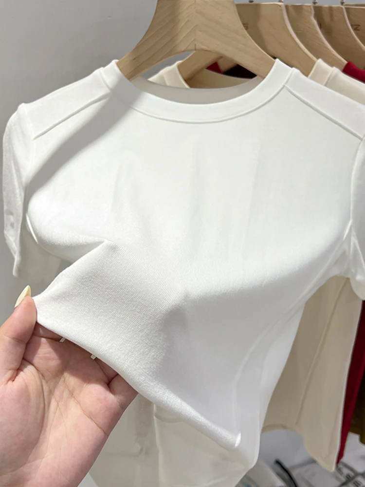AOSSVIAO Summer white T-shirt Cotton female short-sleeved student versatile loose half-sleeve t-shirt Harajuku top trend - Image 2
