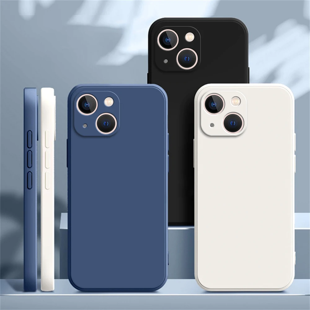 Square Square Liquid Silicone Phone Case for iPhone 14 Plus 11 12 13 14 Pro Max 12 13 mini Luxury Camera Protective Cover - Image 2