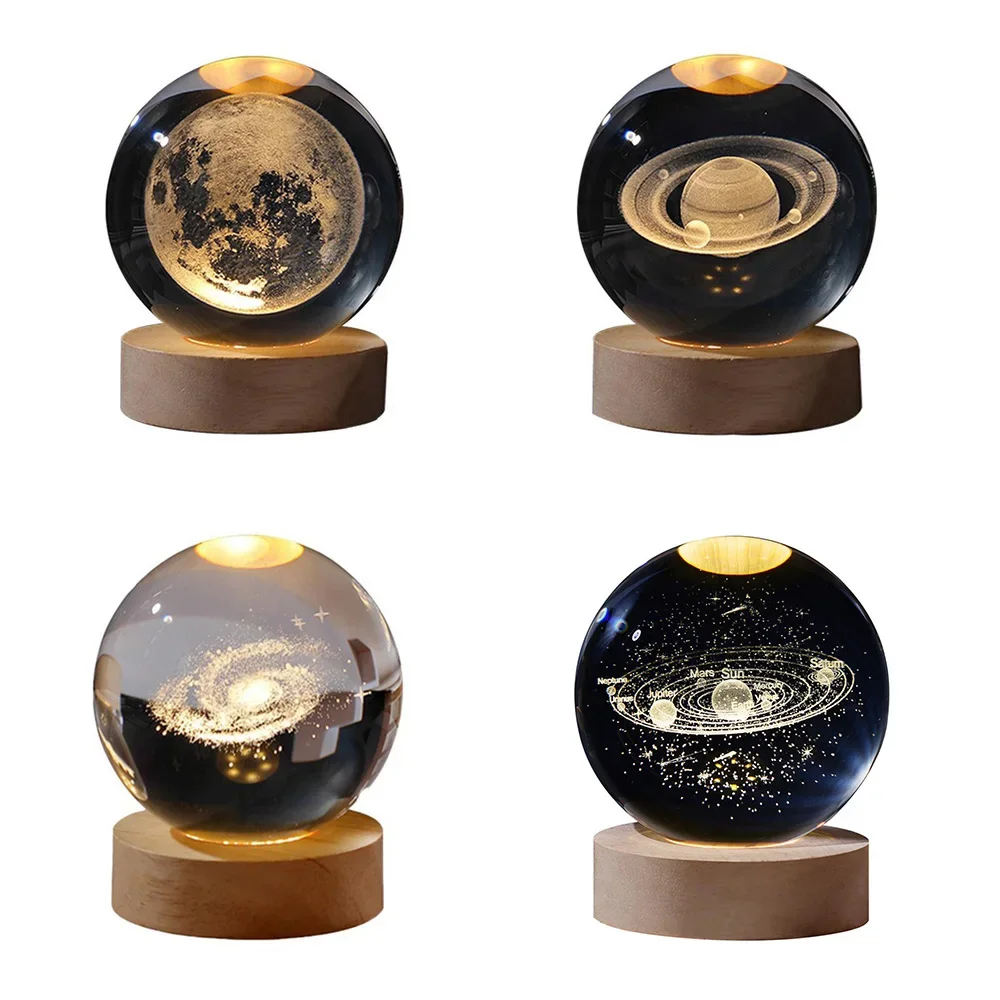 3D Crystal Ball Lamp Laser Engraved Solar System Planet Moon Night Lights Home Desktop Decor Valentine's Day Kids Birthday Gift - Image 15