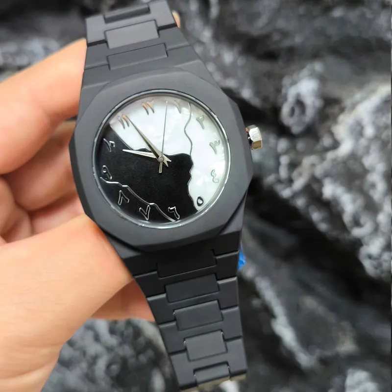 Silver Gray Shell Pattern Polycarbonate Plastic Middle Eastern Arabic Numeral Dial Waterproof Quartz Men's Watch Customized - Image 4