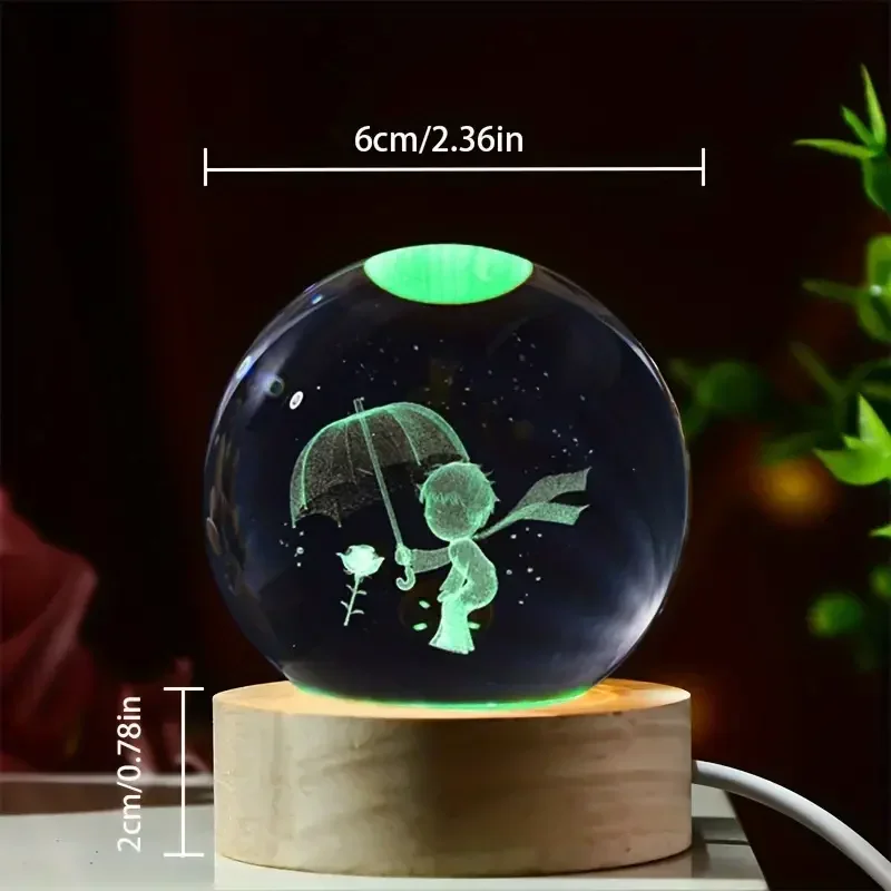 6cm 3D Carved Umbrella Boy Crystal Ball Nightlight Indoor Tabletop Suitable for Friends and Family Gifts Graduation Gifts - Image 2