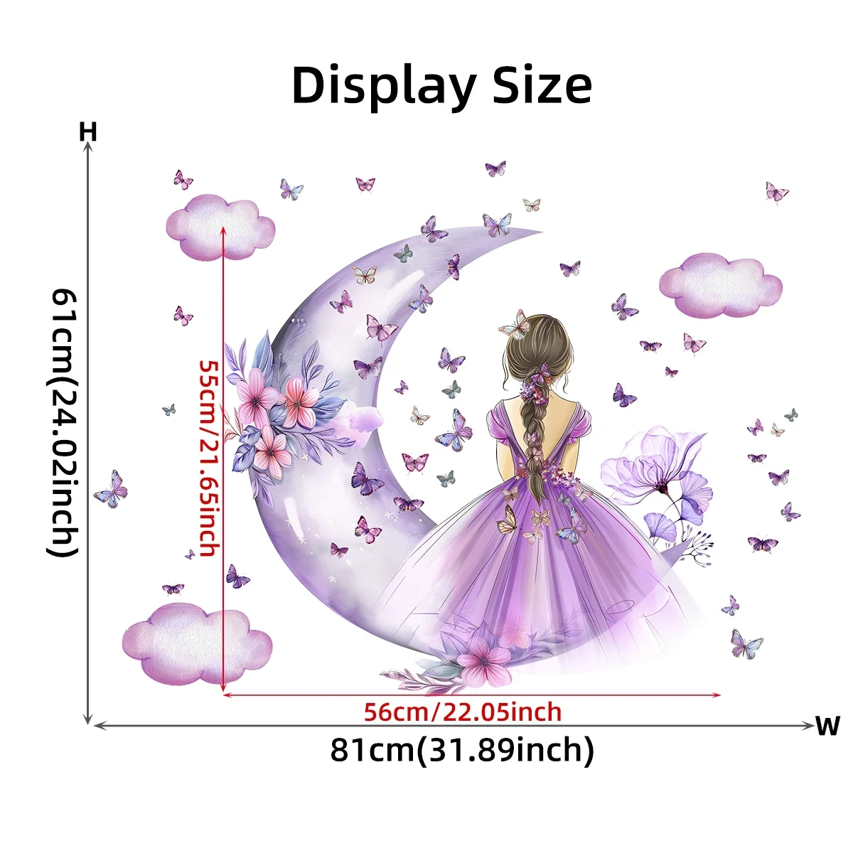 Girl Moon Butterflies Wall Stickers Kid Girls Room Bedroom Decoration Baby Nursery Home Decor Accessories Living Room Wall Decal - Image 6
