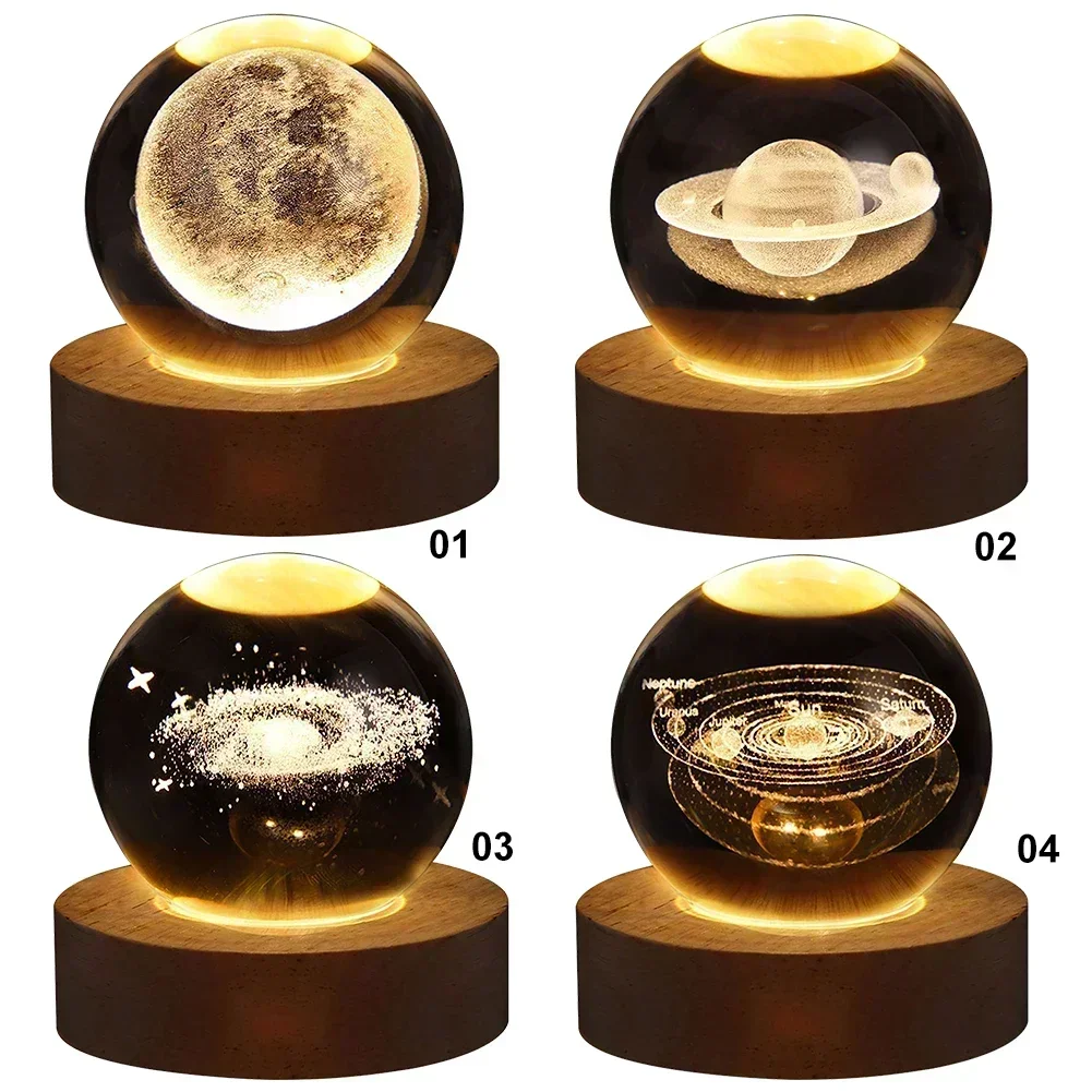 6CM 3D Crystal Ball Lamp With Galaxy And Planetary Projection USB Night Light For Bedroom Decor Plasma Ball Gift - Image 15