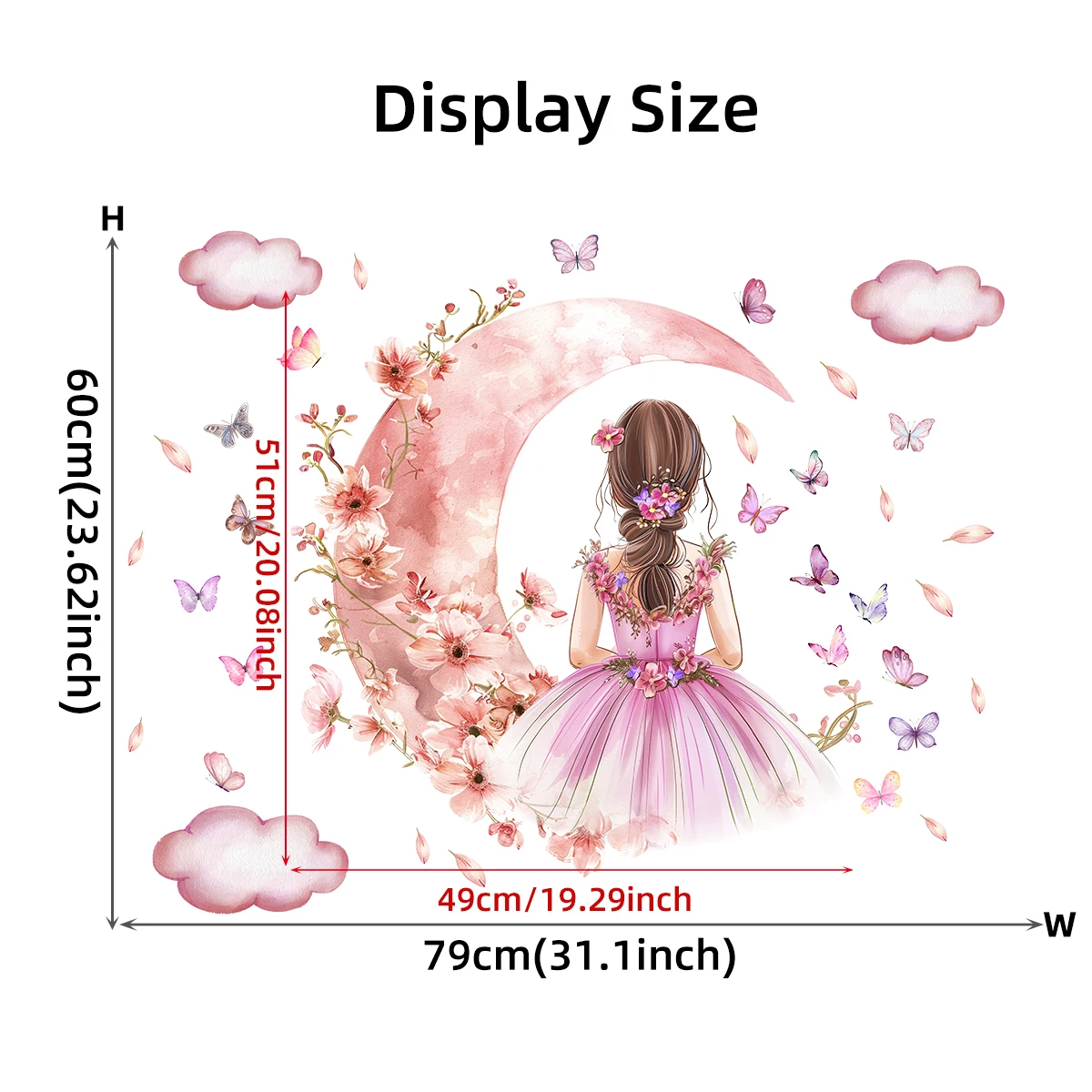 Girl Moon Butterflies Wall Stickers Kid Girls Room Bedroom Decoration Baby Nursery Home Decor Accessories Living Room Wall Decal - Image 8