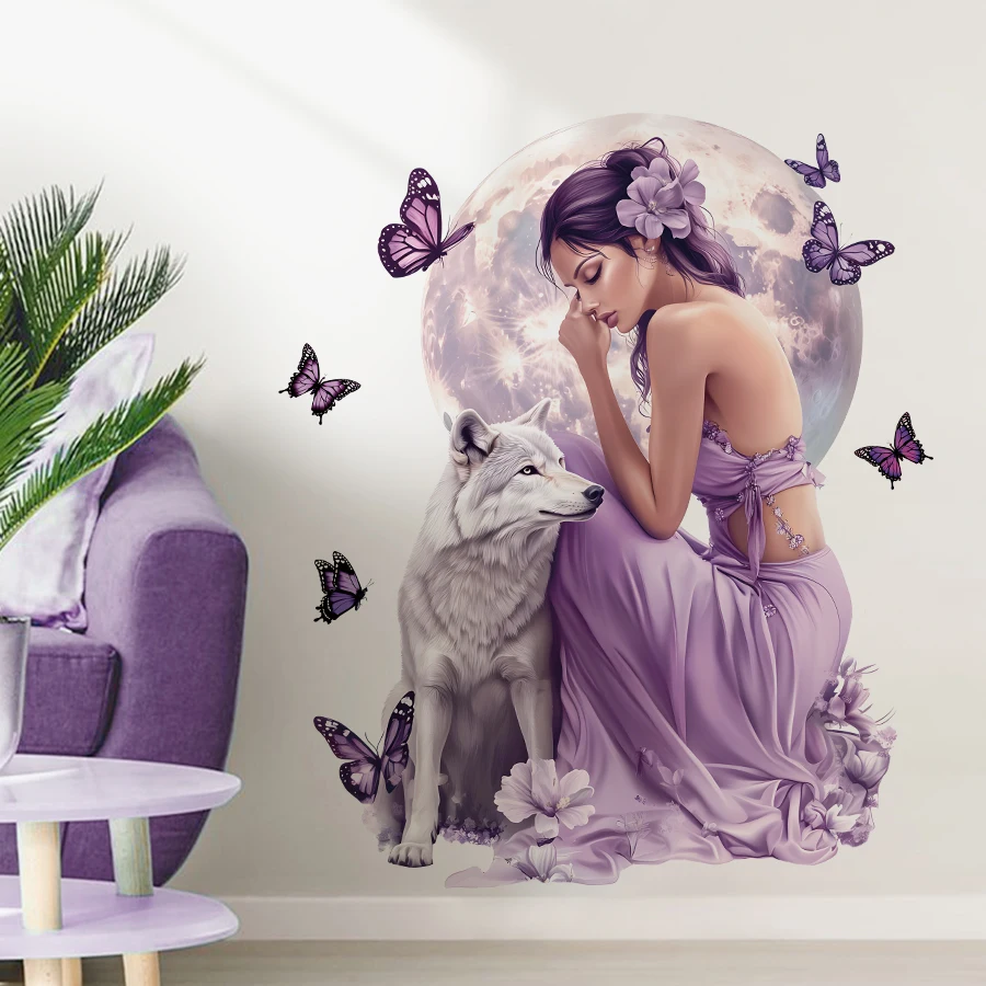 Girl Moon Butterflies Wall Stickers Kid Girls Room Bedroom Decoration Baby Nursery Home Decor Accessories Living Room Wall Decal - Image 14