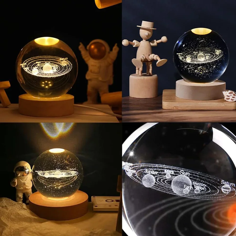 3D Crystal Ball Lamp Laser Engraved Solar System Planet Moon Night Lights Home Desktop Decor Valentine's Day Kids Birthday Gift - Image 11