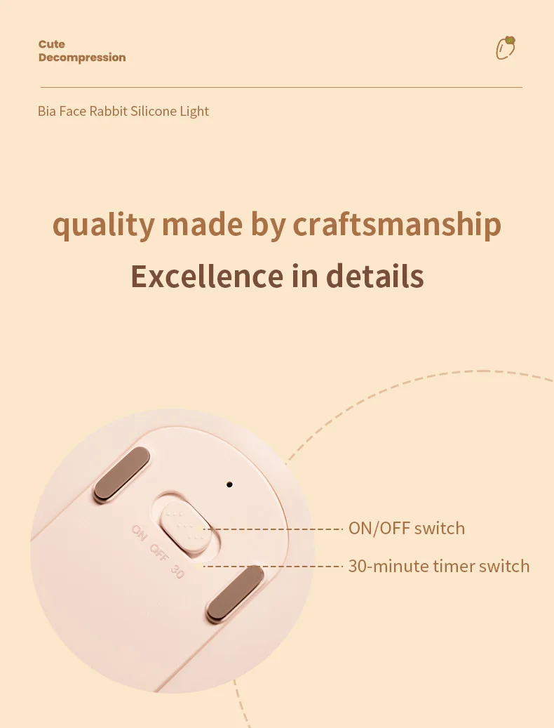 1pc Cute Rabbit-shaped USB Rechargeable Silicone Night Light for Bedroom - Eye Protection Sleep Bedside Lamp Desk Lighting - Image 20