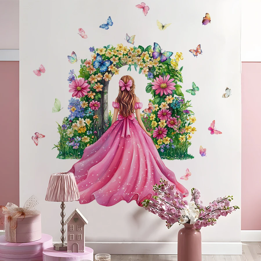 Girl Moon Butterflies Wall Stickers Kid Girls Room Bedroom Decoration Baby Nursery Home Decor Accessories Living Room Wall Decal - Image 3