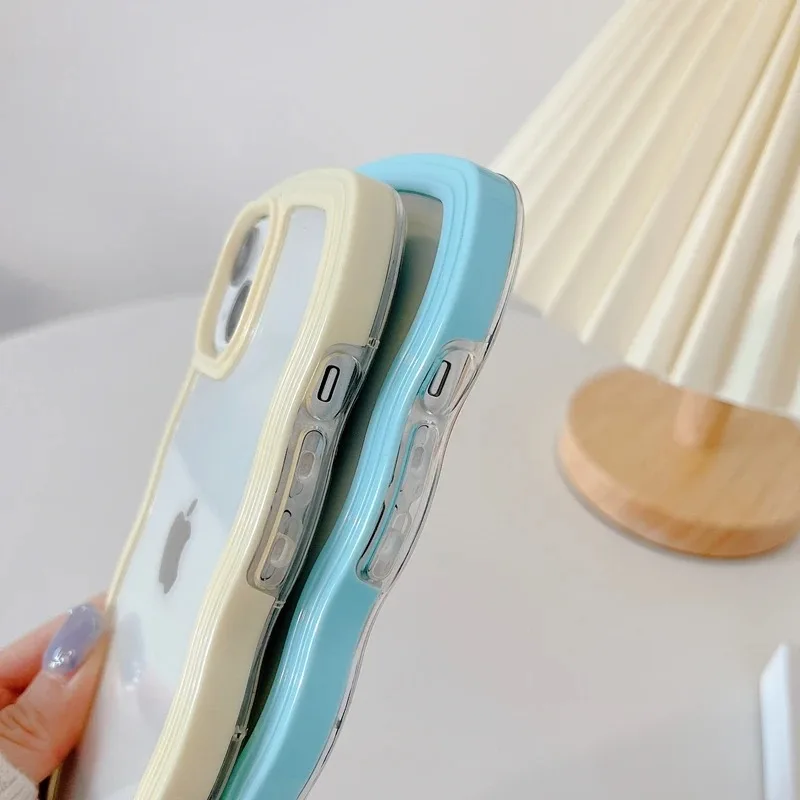 Candy Wavy Lines Bumper Case For iPhone 16 15 11 12 13 14 Pro Max Plus X XR XS Max Shockproof Transparent Hard Back Cover Funda - Image 4