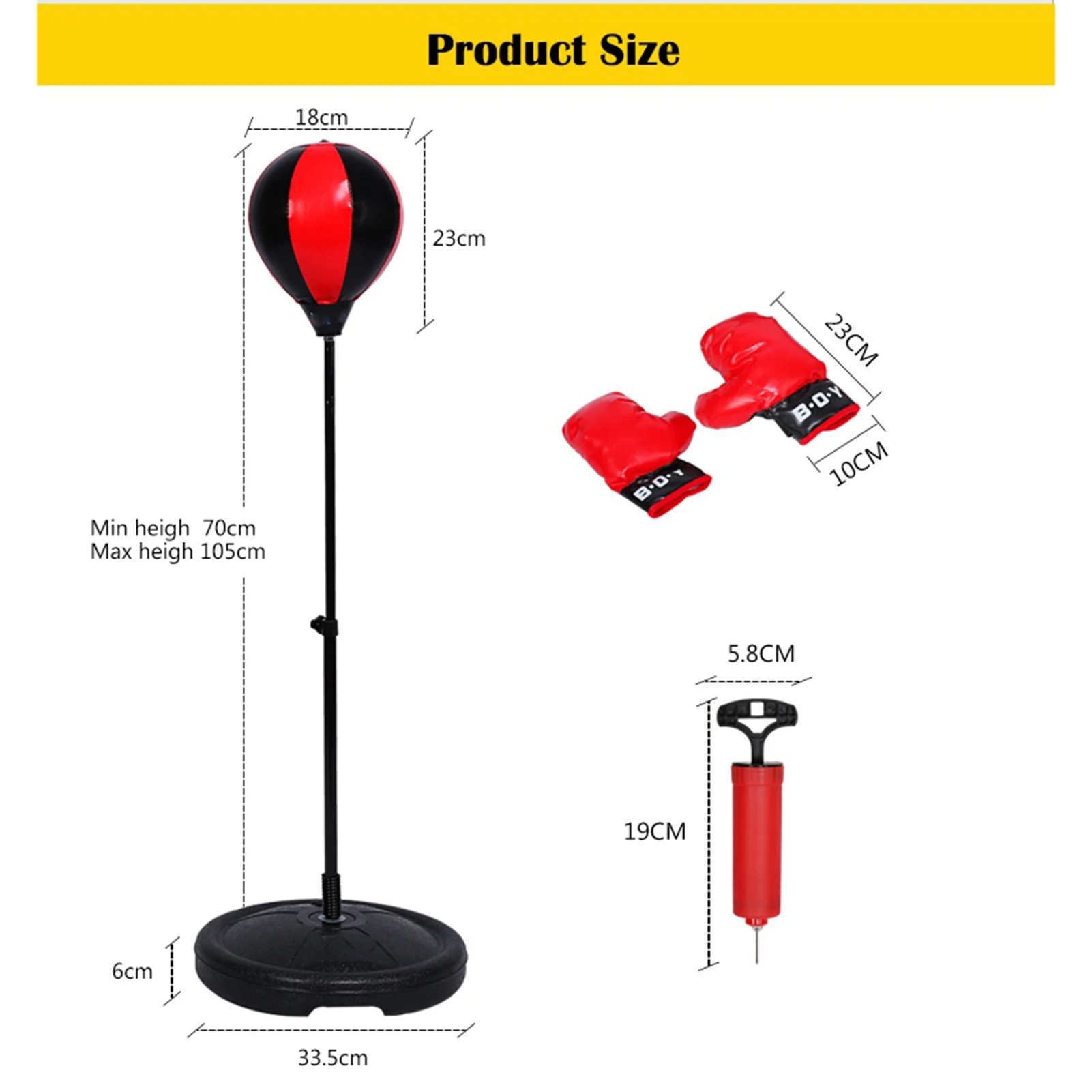 Boxing Speed Balls Kids Boxing Ball Adjustable Height Kids Punching Ball Bag Speed Boxing Sports Set Fighting Game With Gloves - Image 3