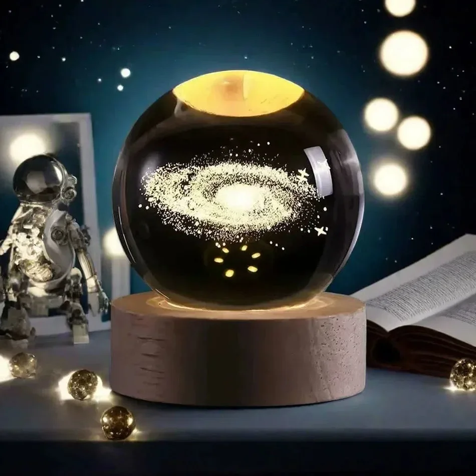 6CM 3D Crystal Ball Lamp With Galaxy And Planetary Projection USB Night Light For Bedroom Decor Plasma Ball Gift - Image 3