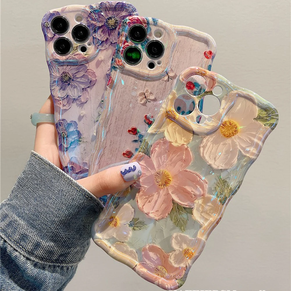 Retro Oil Painting Phone Case For iPhone 13 14 15 16 ProMax 12 11 Luxury Flower Print Shockproof Silicone Cover Artistic Decor - Image 6