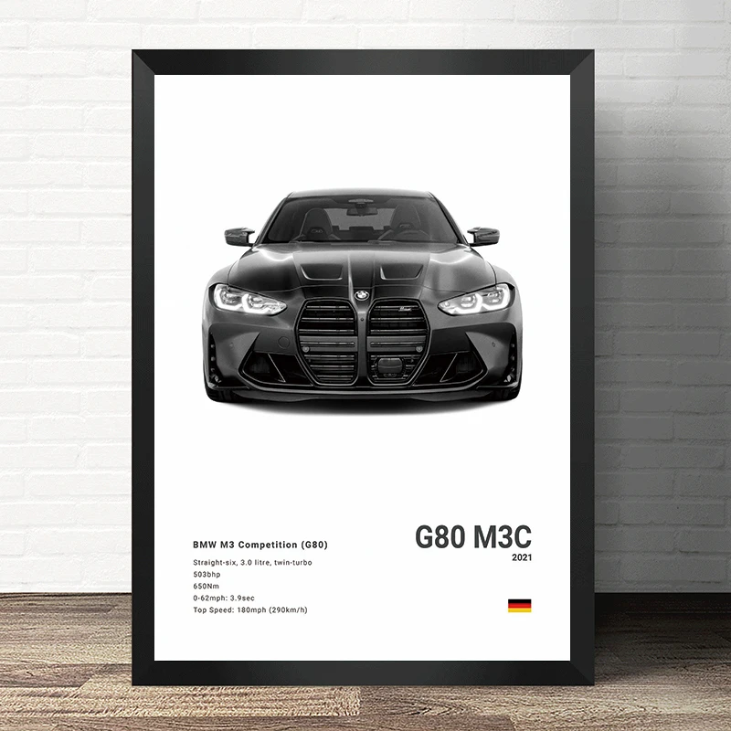 Famous Cars M5 CS G80 M3 Canvas Wall Art Print Poster M3 CSL E36 E39 Decorative Mural Modern Home Decor Birthday Gift Unframed - Image 2