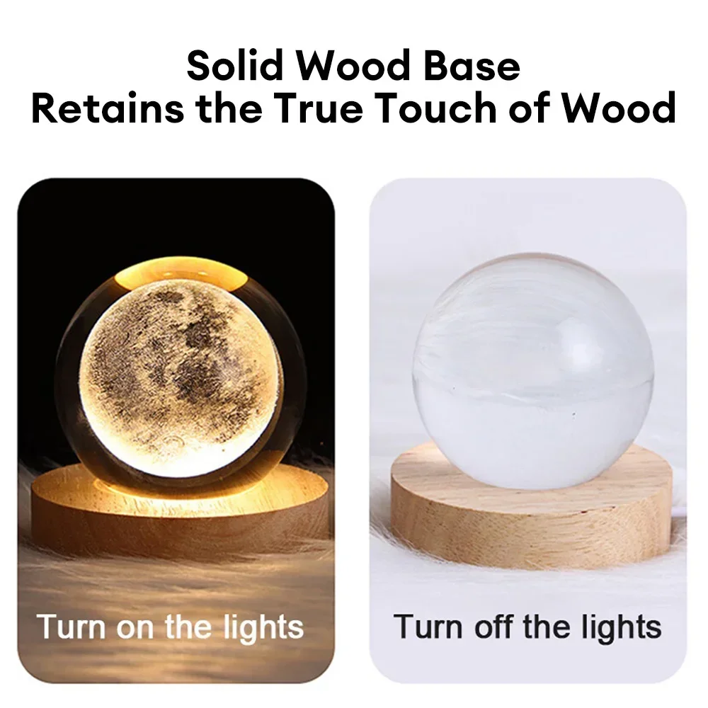 3D Crystal Ball Lamp Laser Engraved Solar System Planet Moon Night Lights Home Desktop Decor Valentine's Day Kids Birthday Gift - Image 6