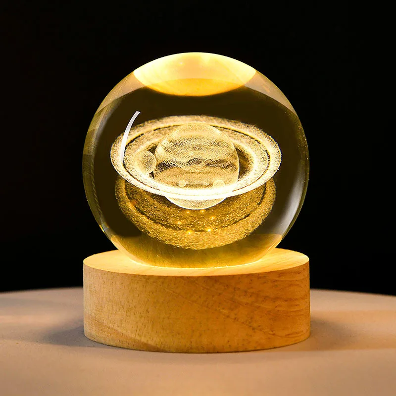 3D Crystal Lights Lamp Glowing Planetary Galaxy Night Light Crystal Ball Night Lights Bedside Light Home Decor Christmas Gift - Image 16