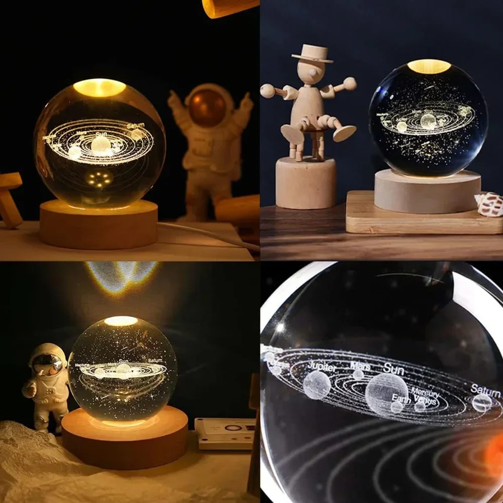 3D Crystal Ball Lamp Laser Engraved Solar System Planet Moon Night Lights Home Desktop Decor Valentine's Day Kids Birthday Gift - Image 5