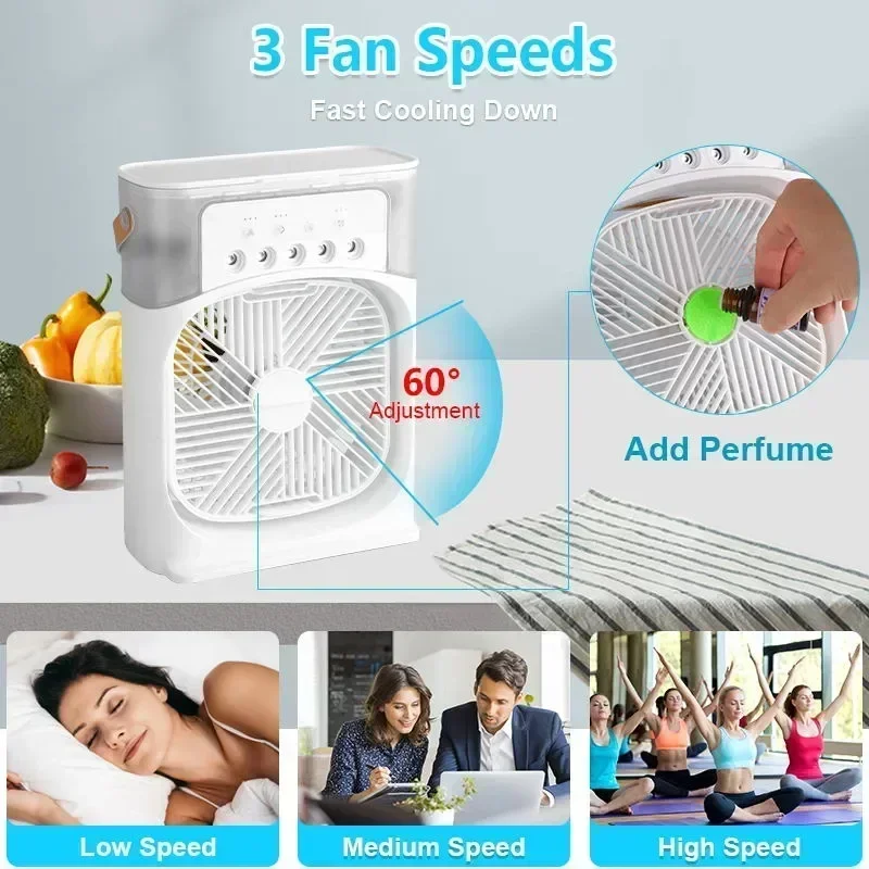 Portable 3 in 1 Fan AIr Conditioner Household Small Air Cooler LED Night Lights Humidifier Air Adjustment Home Fans - Image 12