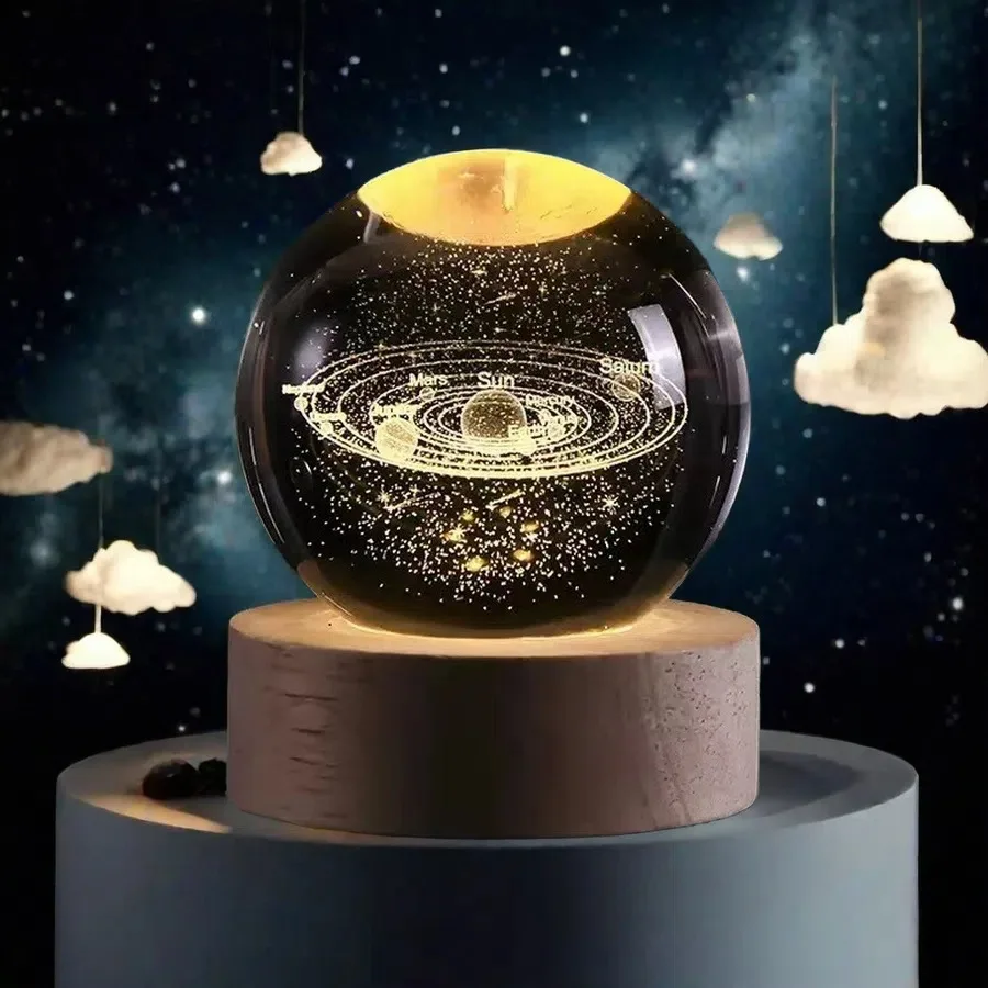 3D Crystal Lights Lamp Glowing Planetary Galaxy Night Light Crystal Ball Night Lights Bedside Light Home Decor Christmas Gift - Image 5