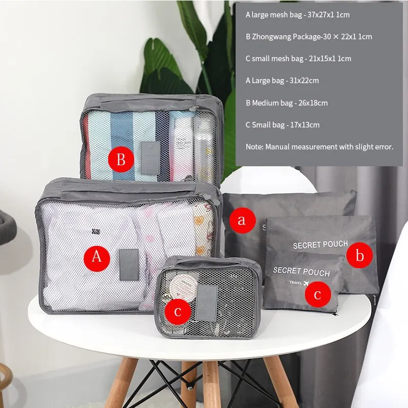 6 Pcs Travel Clothes Storage Bags Set Portable Luggage Organizer Suitcase Pouch Pouch Packing Cube For Shoes Packing Clothes - Image 7