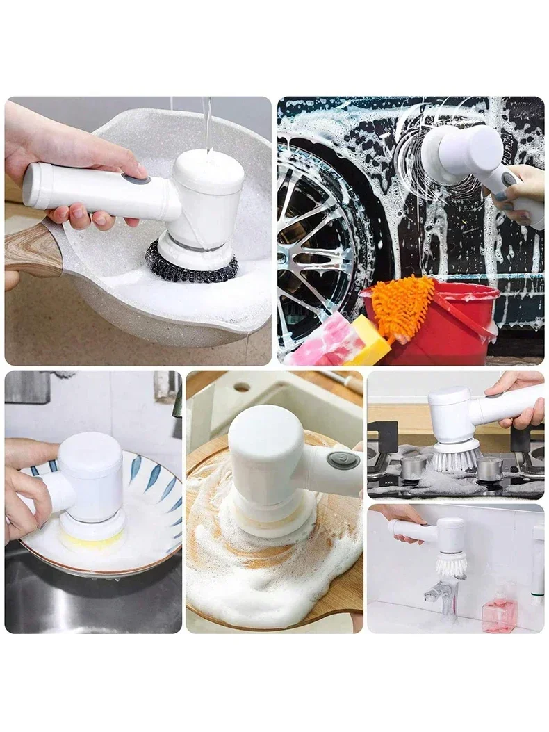 Electric Spin Scrubber Cordless Spin Scrubber with 5 Replaceable Brush Heads and Adjustable Extension Handle,5 in 1CleaningBrush - Image 11