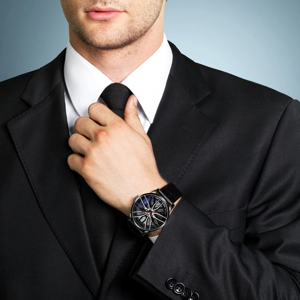 Cool And Cool Fashion Stainless Steel Men's Quartz Wristwatch Dial Sport Car Rim Wheel Hub Watch Business Luxury Wrist Watches - Image 11