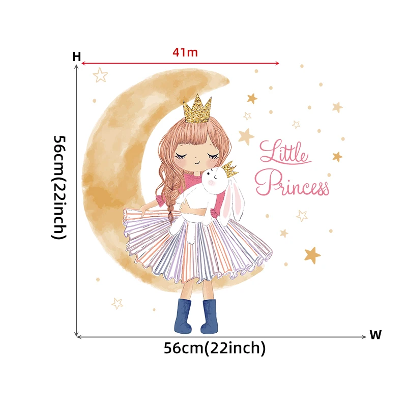 Girl Moon Butterflies Wall Stickers Kid Girls Room Bedroom Decoration Baby Nursery Home Decor Accessories Living Room Wall Decal - Image 11