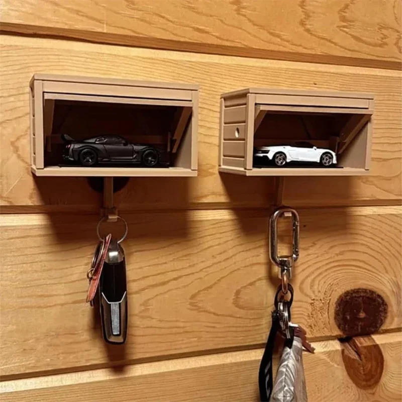 Car Garage Key Holder With Opening Door Fun Garage Keychain Wall Hanging Car Key Holder Easy Installation Wall Decoration - Image 2