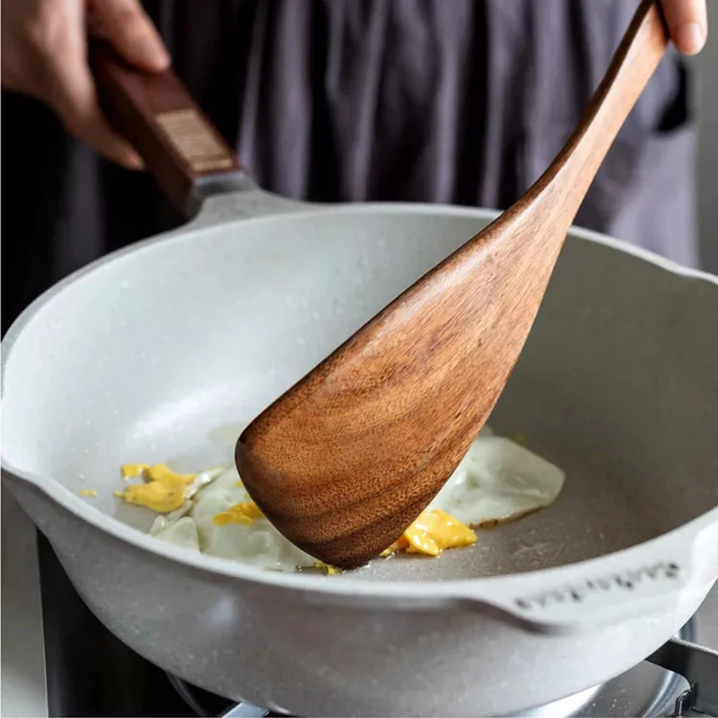 Teak Wooden Spatulas Kitchen Utensils Cooking Utensil Eco-Friendly Wood Spatula for Non Stick Cookware - Image 5