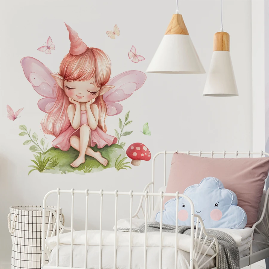 Girl Moon Butterflies Wall Stickers Kid Girls Room Bedroom Decoration Baby Nursery Home Decor Accessories Living Room Wall Decal - Image 18