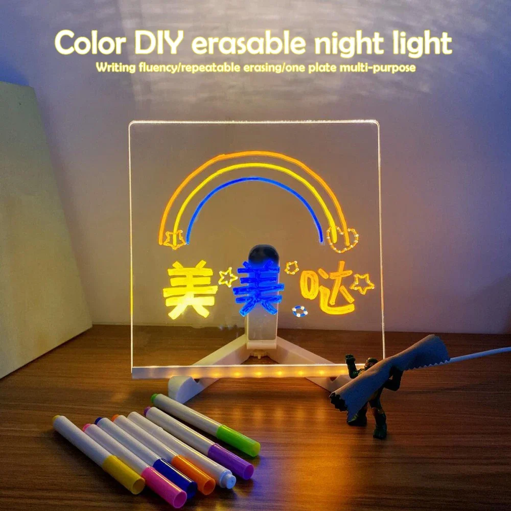 USB LED Light up Acrylic Message Board Erasable Children's Drawing Board CIY Birthday Gift for Kids Bar Advertising Display - Image 7